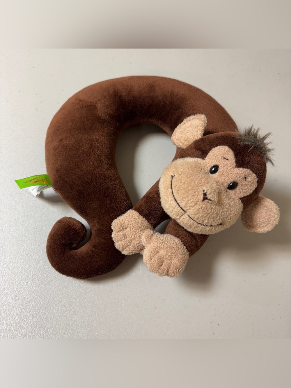 AURORA MONKEY Neck Pillow Cheeky Charlie Plush Stuffed Animal Brown Travel Car